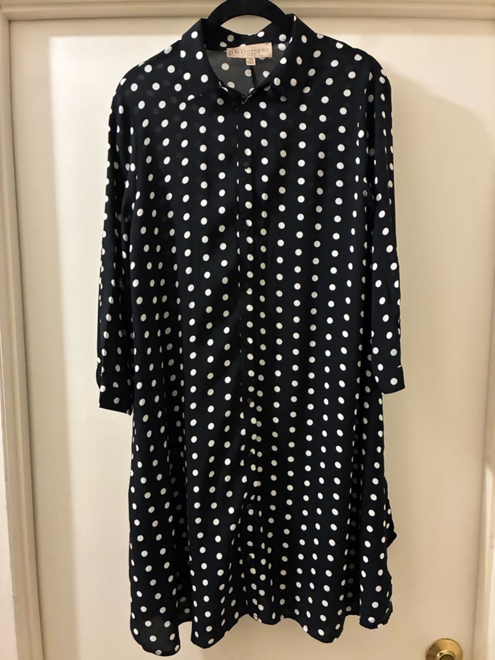 philosophy Petite M Black & White Polka Dot Shirt Dress